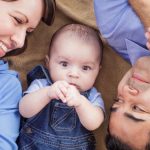 Mixed Race Family Playing Face Up on the Blanket.