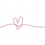 Heart shape mono line. Continuous line icon, hand drawn calligraphic element. Flourish clipart.
