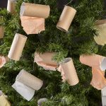 Decoration with empty rolls on toilet paper.