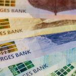Norway money, Norwegian kroner, All types of banknotes, Financial business concept, Symbol of Norwegian cash